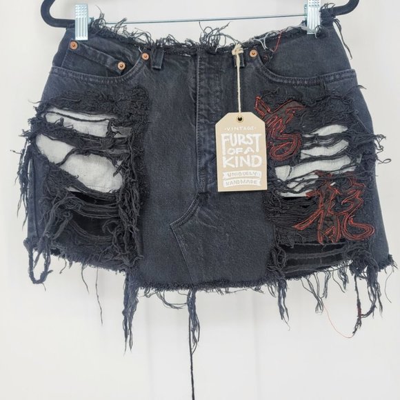 Levi's Dresses & Skirts - Furst Of A Kind Handmade Levi's Distressed Skirt